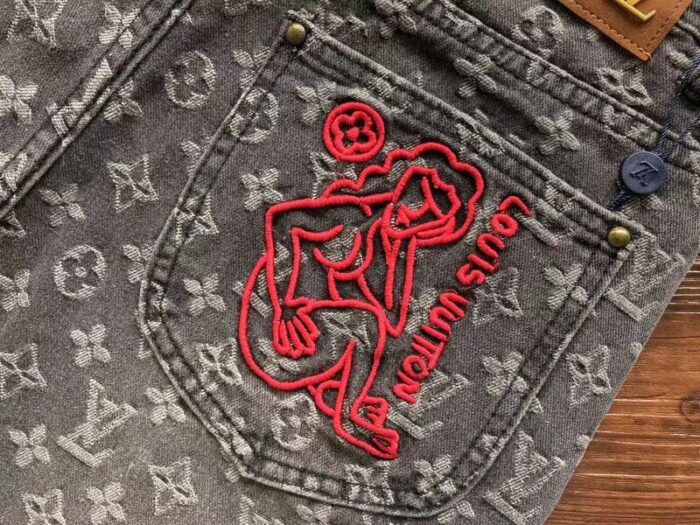 Louis Vuitton Distressed Baggy Monogram Jeans - Image 8