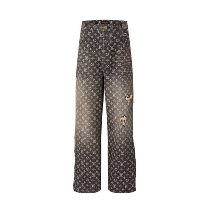 Louis Vuitton Distressed Baggy Monogram Jeans - Image 1