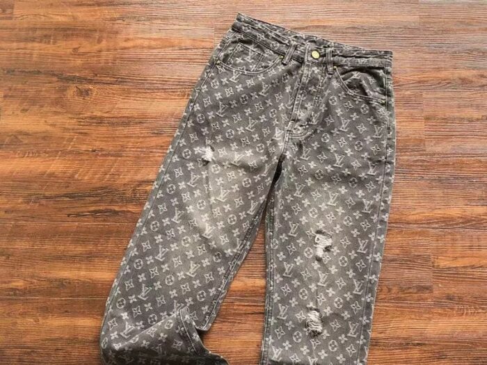 Louis Vuitton Distressed Baggy Monogram Jeans - Image 4