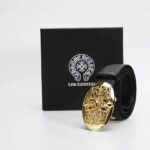 Belt Chrome Hearts Black Leather Gold Buckle CH067 - Image 2