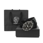 Belt Chrome Hearts Black Leather Silver Buckle CH065 - Image 2