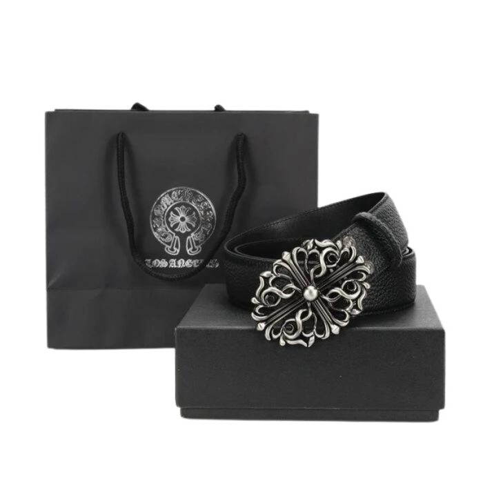 Belt Chrome Hearts Black Leather Silver Buckle CH065 - Image 2