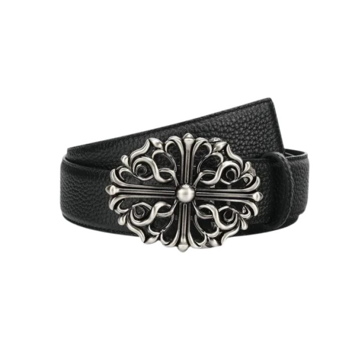 Belt Chrome Hearts Black Leather Silver Buckle CH065 - Image 1
