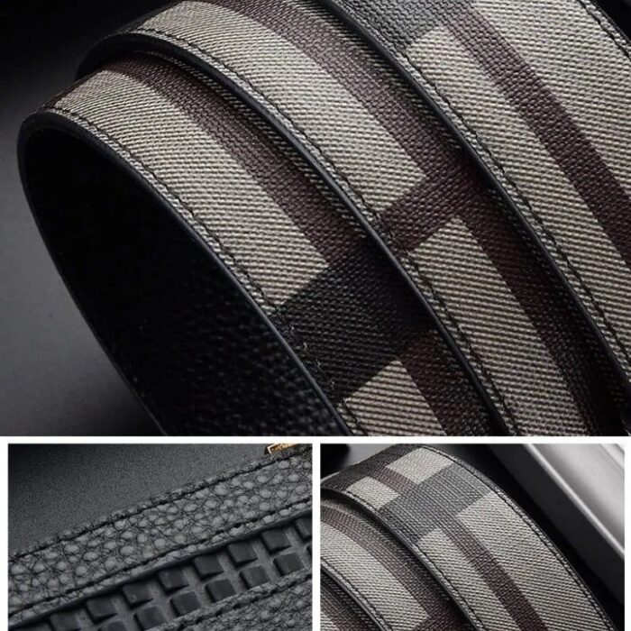 Belt Burberry Plaid with Metal B Buckle BY007 - Image 3