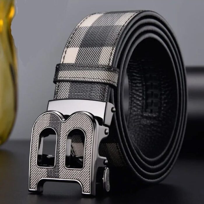 Belt Burberry Plaid with Metal B Buckle BY007 - Image 2