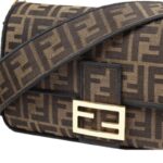 Shoulder Bag Fendi Baguette In Tessuto Jacquard FF Marrone FDW001 - Image 3
