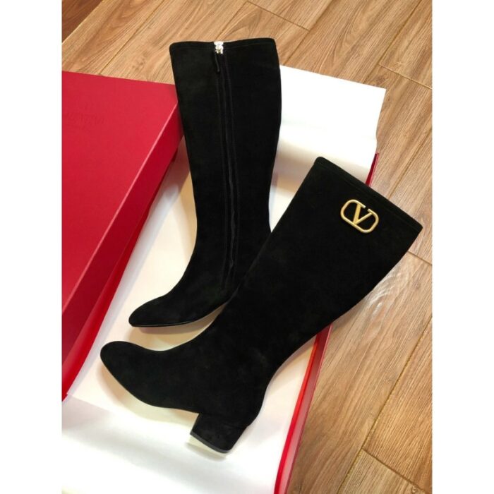 Valentino Boots Black Suede Knee High VL001 - Image 1