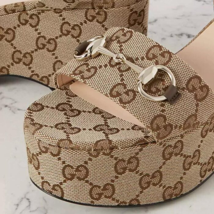 Gucci High Heel Horsebit Canvas Platform GCW012 - Image 2