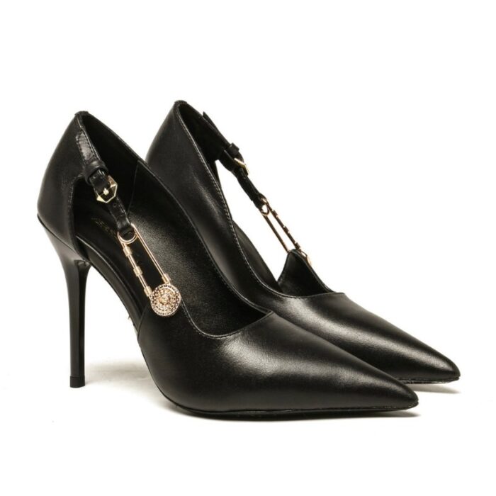 Versace Pointed Toe Stiletto Heel Pumps Buckle Strap VSC010 - Image 6