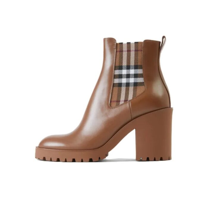 Burberry Checkered Panel Ankle Boots BY020 - Image 6