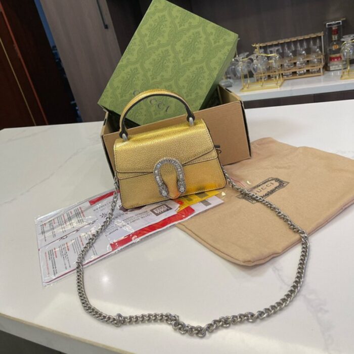 Gucci Tote Dionysus Gold Metallic Bag GC248 - Image 1