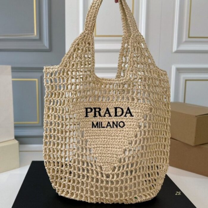 Prada Raffia Tote Bag PD078 - Image 1
