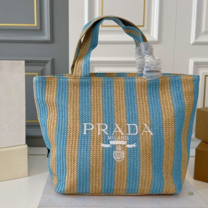 Prada Raffia Logo Tote Bag PD077 - Image 1