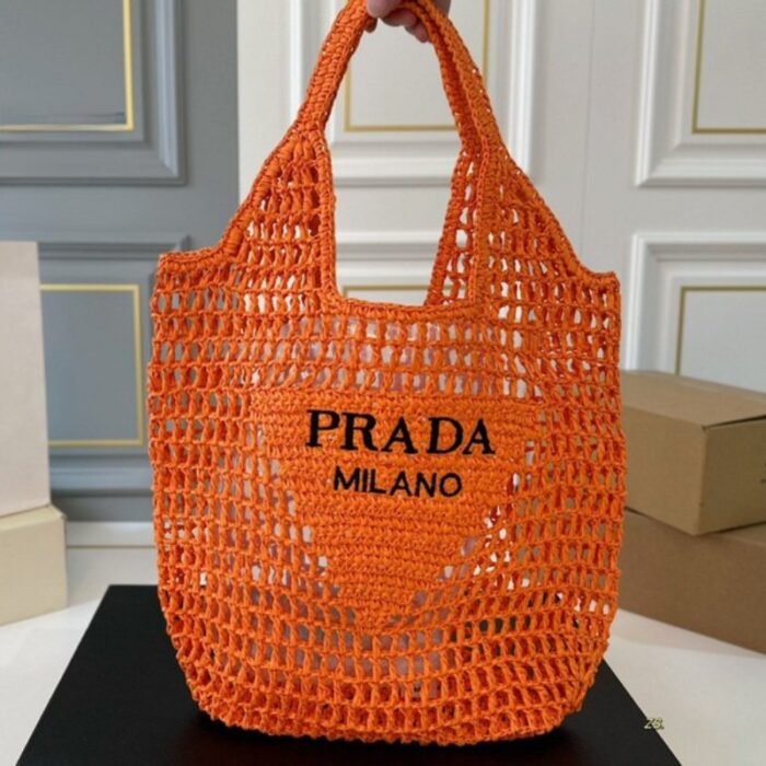 Prada Raffia Tote Bag PD078 - Image 4