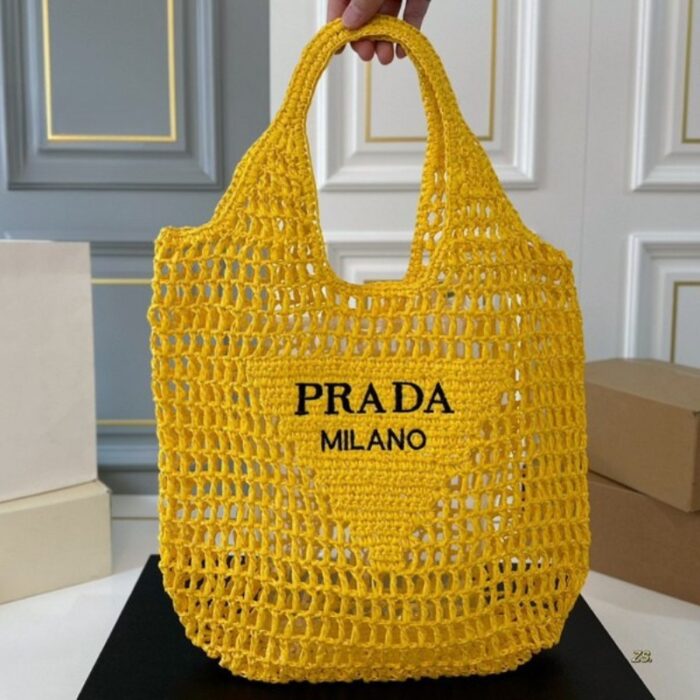 Prada Raffia Tote Bag PD078 - Image 3