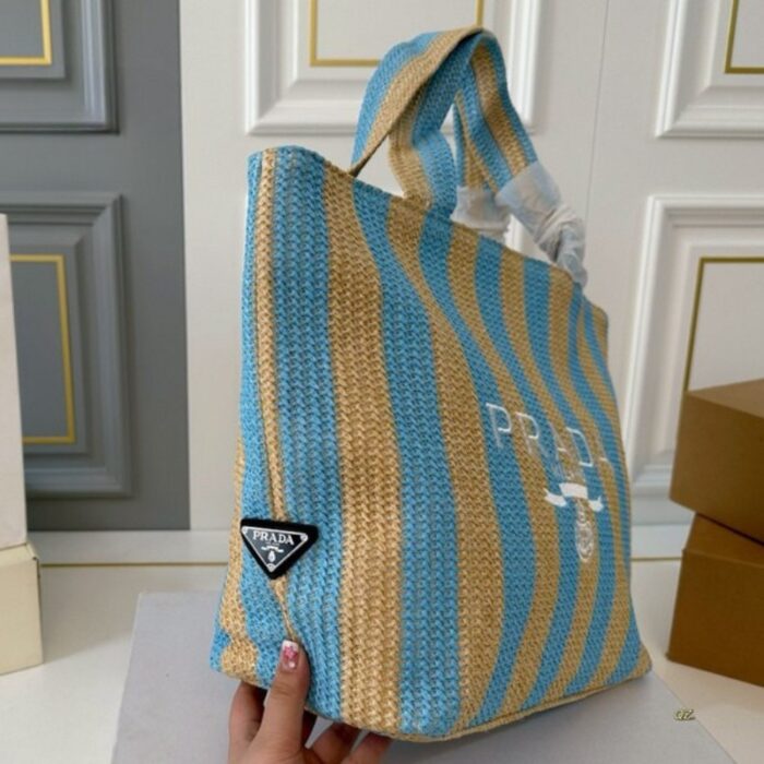 Prada Raffia Logo Tote Bag PD077 - Image 3