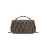 Bag Fendi Baguette Chain Midi In Tessuto Jacquard FF Marrone FE010 - Image 4