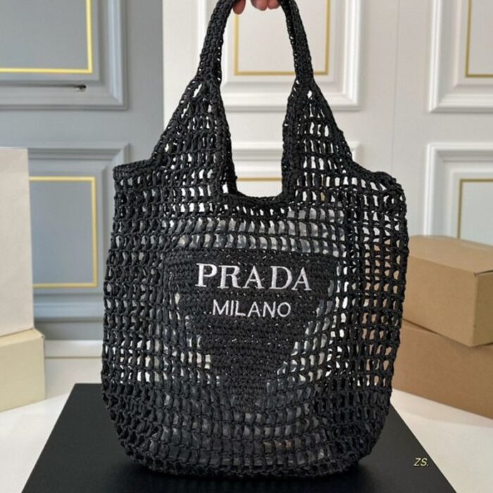 Prada Raffia Tote Bag PD078 - Image 9