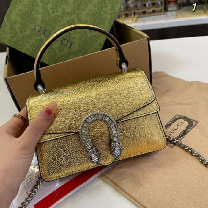 Gucci Tote Dionysus Gold Metallic Bag GC248 - Image 6
