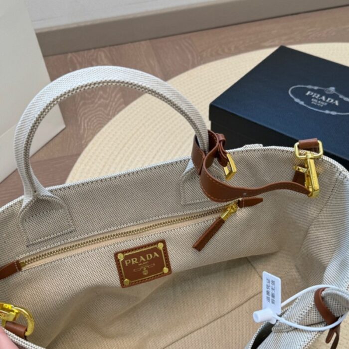 Prada Large Linen Blend Tote Bag PD097 - Image 6