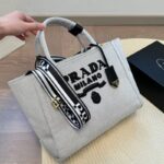 Prada Large Linen Blend Tote Bag PD097 - Image 7