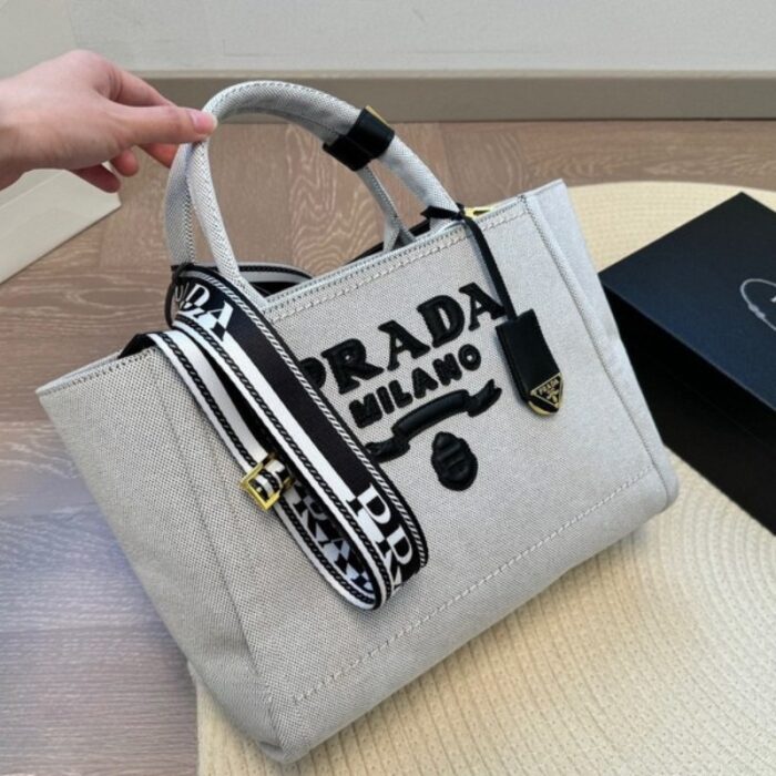 Prada Large Linen Blend Tote Bag PD097 - Image 7