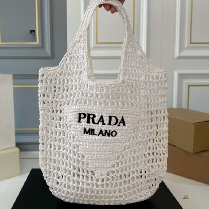 Prada Raffia Tote Bag PD078 - Image 6