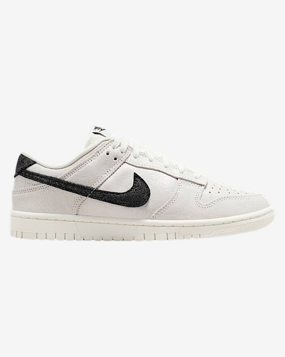 1 Dunk Low SE Glittery Suede White Black - Image 1